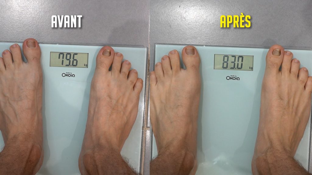 Photos d'une balance avant et après lors d'une pesée